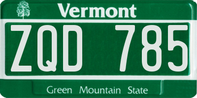 VT license plate ZQD785