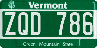 VT license plate ZQD786