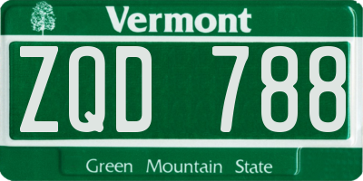 VT license plate ZQD788