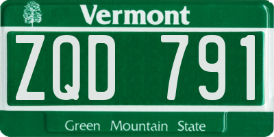 VT license plate ZQD791