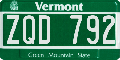 VT license plate ZQD792