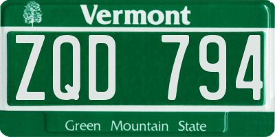 VT license plate ZQD794