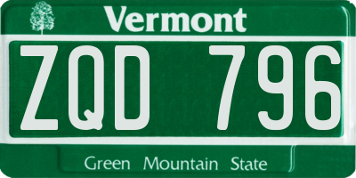 VT license plate ZQD796