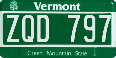VT license plate ZQD797