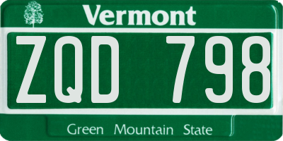 VT license plate ZQD798