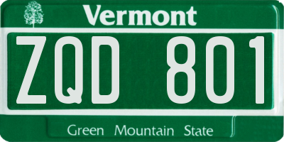 VT license plate ZQD801