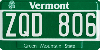 VT license plate ZQD806