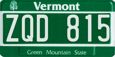 VT license plate ZQD815