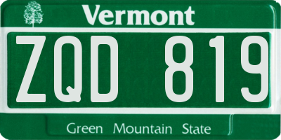 VT license plate ZQD819
