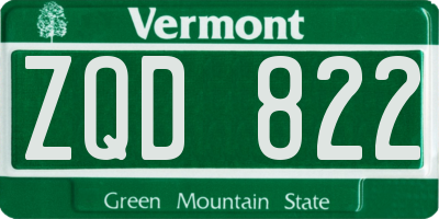 VT license plate ZQD822