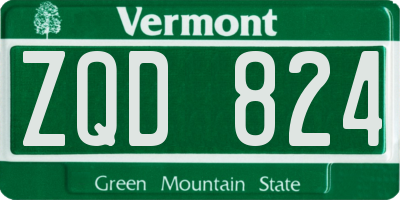 VT license plate ZQD824