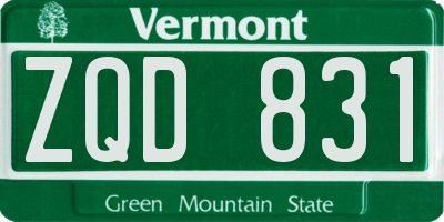 VT license plate ZQD831