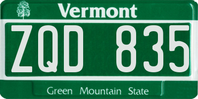 VT license plate ZQD835