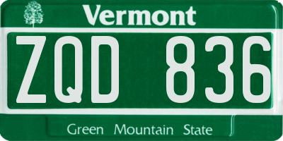 VT license plate ZQD836