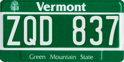VT license plate ZQD837