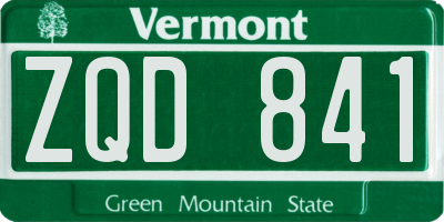 VT license plate ZQD841
