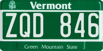 VT license plate ZQD846