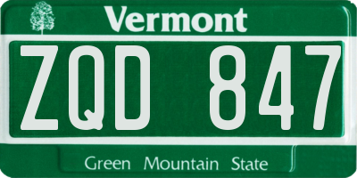 VT license plate ZQD847