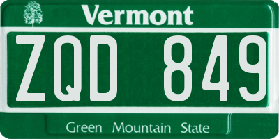 VT license plate ZQD849