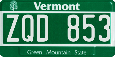 VT license plate ZQD853