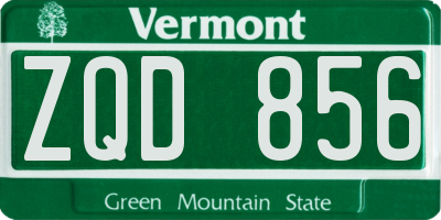 VT license plate ZQD856