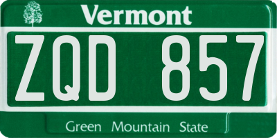 VT license plate ZQD857