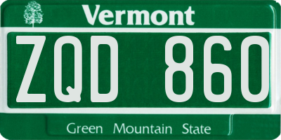 VT license plate ZQD860