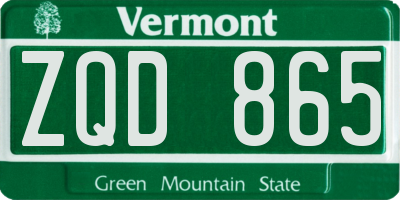 VT license plate ZQD865
