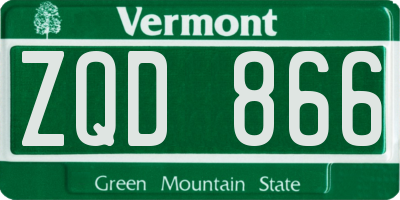 VT license plate ZQD866