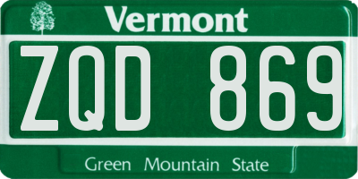 VT license plate ZQD869