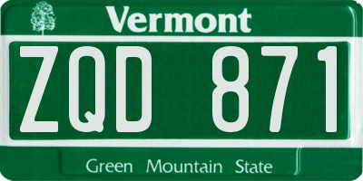 VT license plate ZQD871
