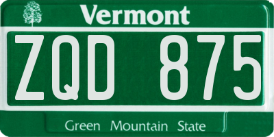 VT license plate ZQD875