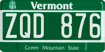 VT license plate ZQD876