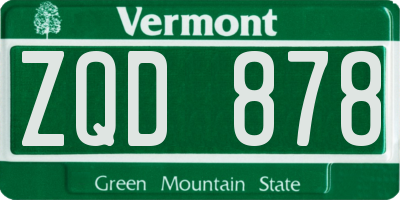 VT license plate ZQD878