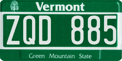 VT license plate ZQD885