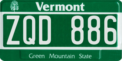 VT license plate ZQD886