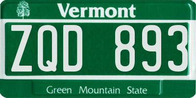 VT license plate ZQD893