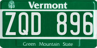 VT license plate ZQD896