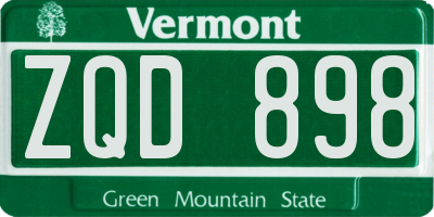 VT license plate ZQD898