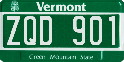 VT license plate ZQD901