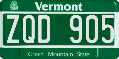 VT license plate ZQD905