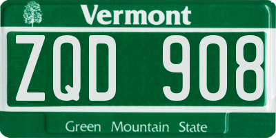 VT license plate ZQD908