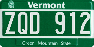VT license plate ZQD912