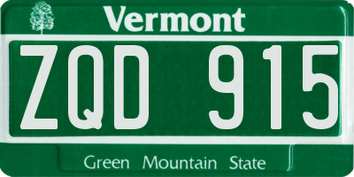 VT license plate ZQD915