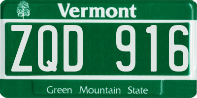 VT license plate ZQD916