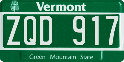 VT license plate ZQD917