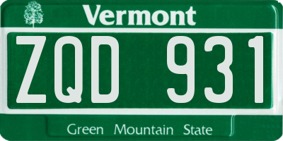 VT license plate ZQD931