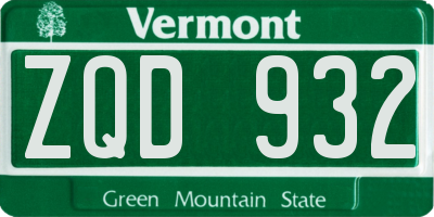VT license plate ZQD932