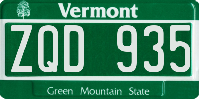 VT license plate ZQD935