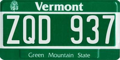VT license plate ZQD937